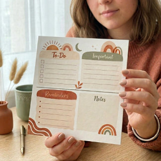 Boho Daily Planner Notepad – Att Göra, Viktigt, Re Anteckningsblock