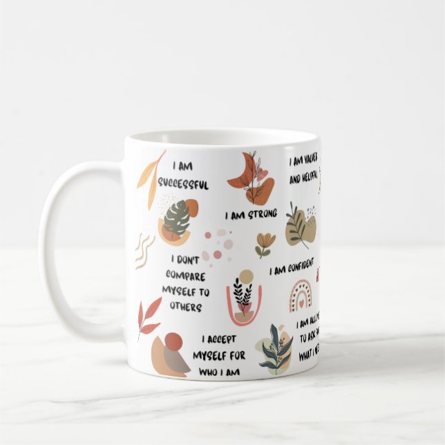 Boho Daily Reminders-bekräftelser Kaffemugg (Vänster)
