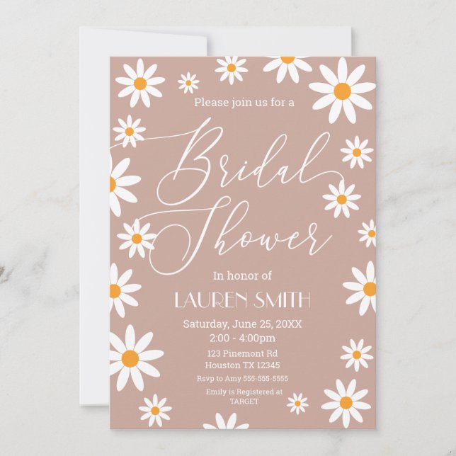 Boho Daisies Bridal Shower party Inbjudningar (Framsida)