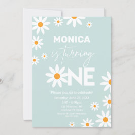 Boho Daisies One Birthday Party invitation Inbjudningar