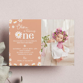 Boho Daisy 1:a födelsedagsinbjudan Inbjudningar
