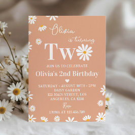 Boho Daisy 2:a födelsedagsinbjudan Inbjudningar