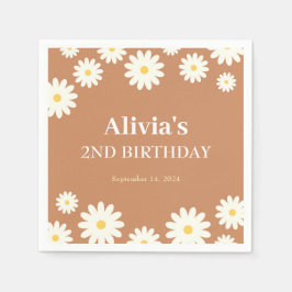 Boho Daisy 2 Blommigt Brown Bohemian 2:a födelseda Pappersservett