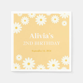 Boho Daisy 2 Blommigt Golden Bohemian 2:a födelsed Pappersservett