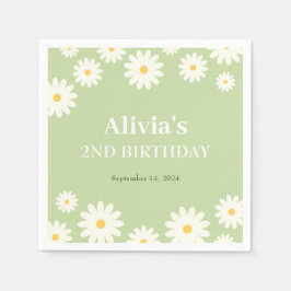 Boho Daisy 2 Blommigt Grönt Bohemian 2:a födelseda Pappersservett