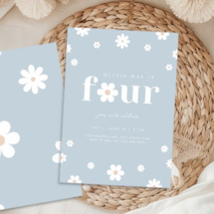Boho Daisy 4:e födelsedag Inbjudningar