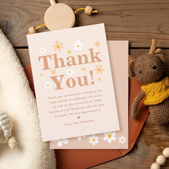 Boho Daisy Baby Shower Tack Kort (Skapare uppladdad)