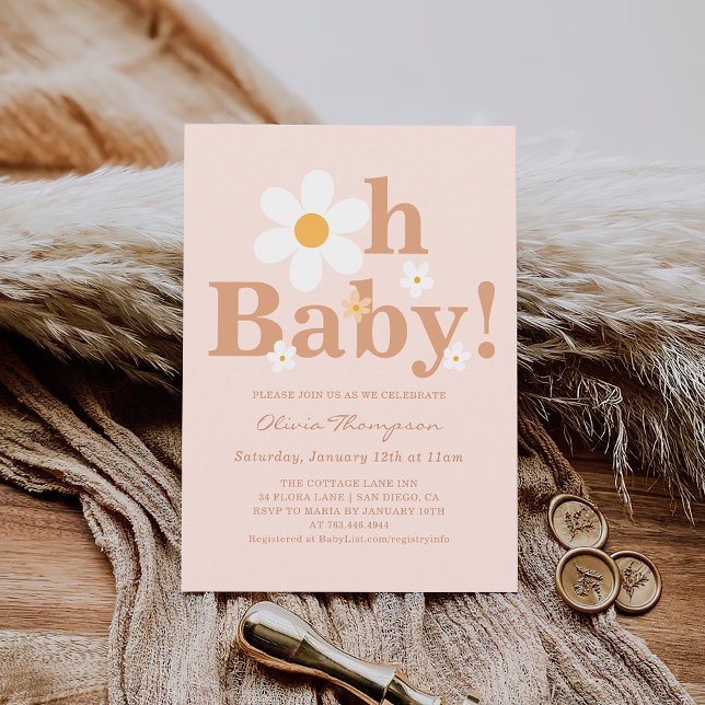 Boho Daisy Babyflicka Shower Inbjudningar (Skapare uppladdad)
