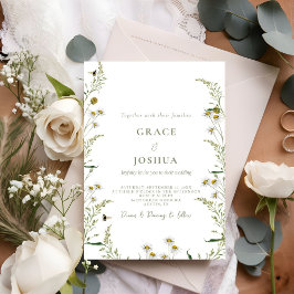 Boho Daisy Beidge Wildblominbjudan till bröllop Inbjudningar