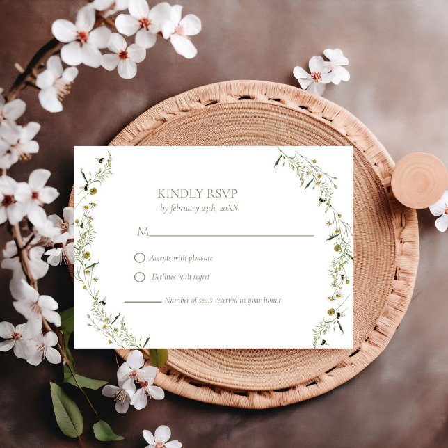 Boho Daisy Beidge WildblommBröllop OSA Kort (Skapare uppladdad)
