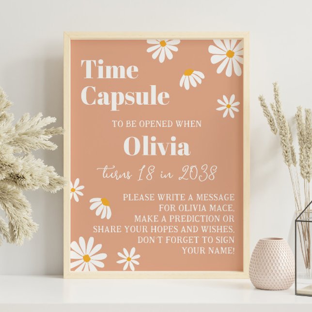 Boho Daisy Birthday Time Capsule Poster (Skapare uppladdad)