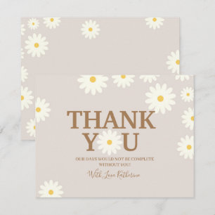 Boho Daisy Blommig Baby Shower Tacksamhetskort Tack Kort