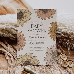 Boho Daisy Blommigt Baby Shower Inbjudningar