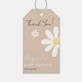 Boho Daisy Blommigt Baby Shower Presentetikett