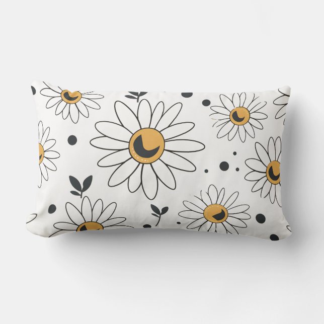 Boho Daisy Blommigt Dekorativ kudde (Framsida)
