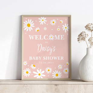  Boho Daisy Blommigt Girl Baby Shower Välkommen Poster