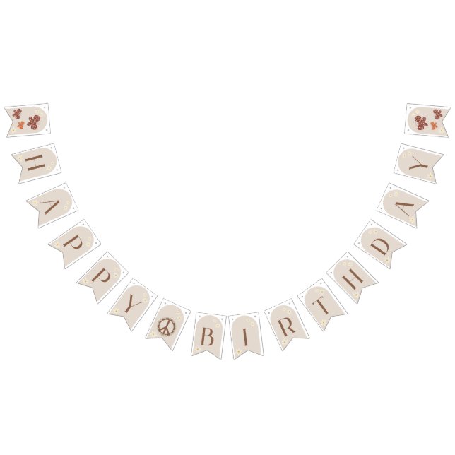 Boho Daisy Blommigt Grattis på födelsedagen Buntin Vimplar (Alla)