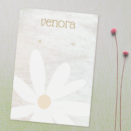 Boho Daisy Blommigt White Wood Earring Visning Car Visitkort
