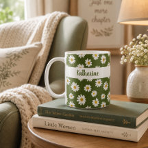 Boho Daisy Blommönster Grön