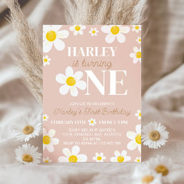 Boho Daisy Bloom Första födelsedag Inbjudningar