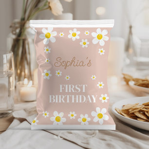 Boho Daisy Bloom Girl Birthday Chip Bag Wrapper Reklamblad