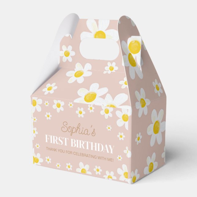 Boho Daisy Bloom Girl Birthday Favor Boxes Presentaskar (Framsidan Sidan)
