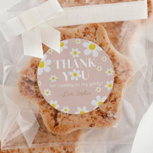 Boho Daisy Bloom Girl Birthday Runt Klistermärke