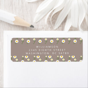 Boho Daisy Chain Blommigt Taupe Returadress Etikett