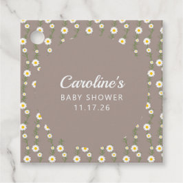 Boho Daisy Chain Taupe Anpassningsbar Script Baby  Gåvor Etiketter