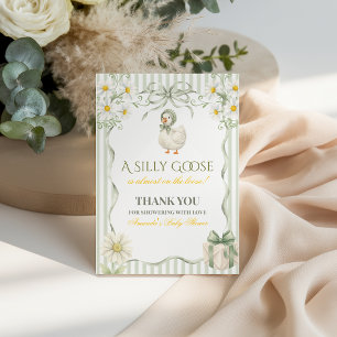 Boho Daisy Dum Anka Grön Neutral Barnkalas Tack Kort