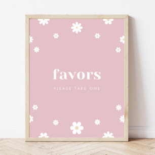 Boho Daisy Favors-Födelsedagsfest - tecken Poster