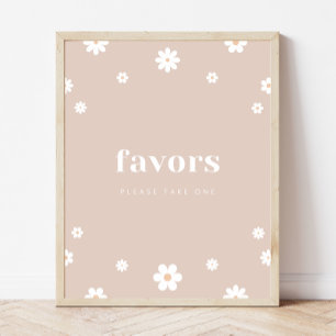 Boho Daisy Favors-Födelsedagsfest - tecken Poster