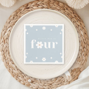 Boho Daisy Fjärde födelsedagen Napkin Pappersservett