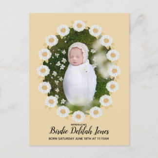 Boho Daisy Flicka födelsemeddelande Meddelande Vykort