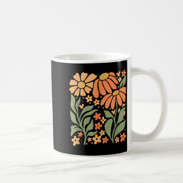 Boho Daisy Flower,retro Floral Funny Gift Tee Wome Kaffemugg (Höger)