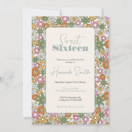 Boho Daisy Flowers 70s Groovy Blommigt Inbjudningar