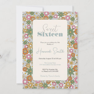 Boho Daisy Flowers 70s Groovy Blommigt Inbjudningar