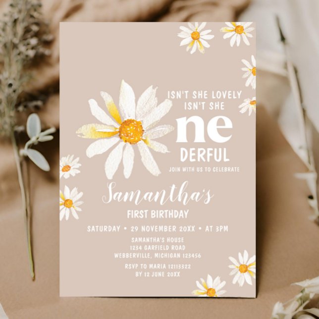 Boho Daisy Flowers är inte hennes födelsedag Inbjudningar (Skapare uppladdad)