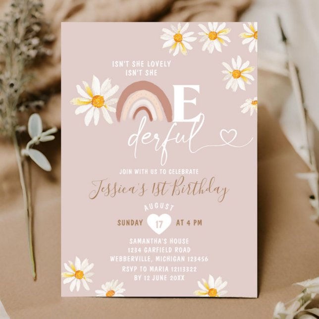 Boho Daisy Flowers är inte hennes födelsedag Inbjudningar (Skapare uppladdad)