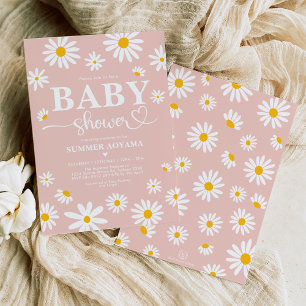  Boho Daisy Flowers Girl Baby Shower Inbjudningar