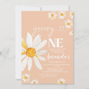 Boho Daisy Flowers Groovy En Födelsedagsfest Inbjudningar