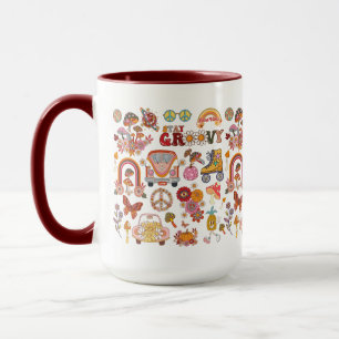Boho Daisy Flowers Retro Groovy Blommigt design Mugg
