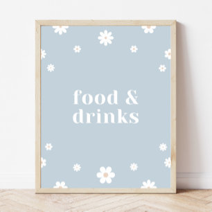 Boho Daisy Food & Drinks Födelsedagsfest Sign Poster