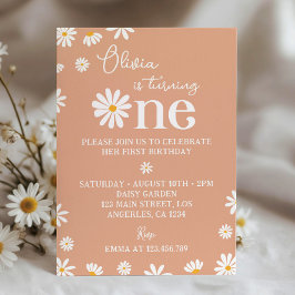 Boho Daisy Första födelsedagsinbjudan Inbjudningar