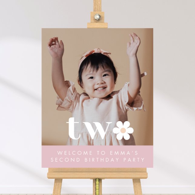 Boho-Daisy Fotovälkomstskylt på andra födelsedag Poster (Skapare uppladdad)