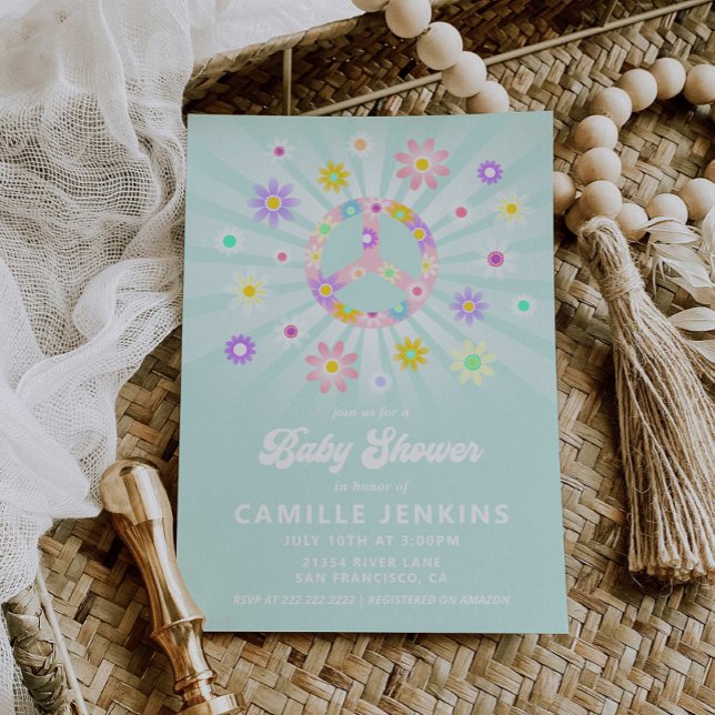 Boho Daisy Girl Baby Shower-inbjudan Inbjudningar (Skapare uppladdad)