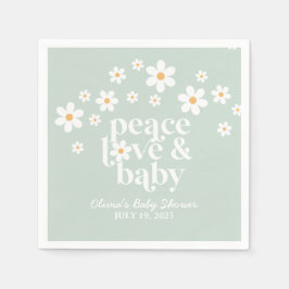 boho Daisy grön Fred kärlek Baby Shower Pappersservett