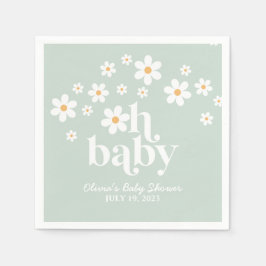 boho Daisy gröna Baby Shower servetter