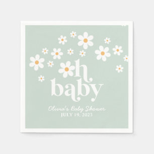 boho Daisy gröna Baby Shower servetter