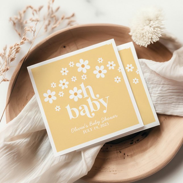 boho Daisy gula Baby Shower servetter (Skapare uppladdad)